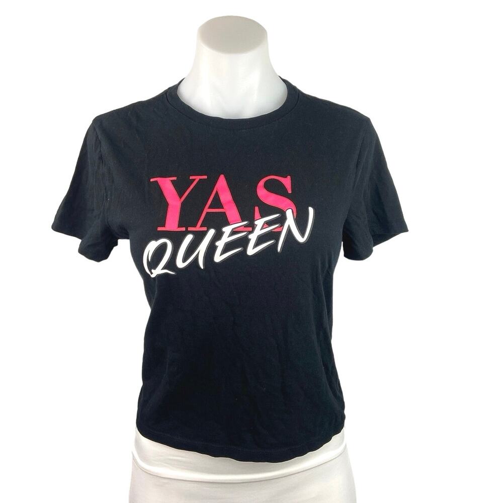 H&M Divided Black Crew Neck Short Sleeve Yas Queen Basic T Shirt Top Size M